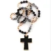 Hanger kettingen rh fashion bohemian sieraden accessoire 8mm stenen geknoopt kristal met stenen kruis voor vrouwen geschenk