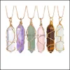 Auto DVR Hanger Kettingen Natuurlijke kwarts Crystal Handgemaakte draad Wrapped Healing Chakra Reiki Charm BK voor sieraden maken drop levering hanger Dhrao