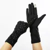 Fem fingrarhandskar anländer kvinnor Bomull Solskyddsmedel Slip-resistent kvinnlig UV-skydd
