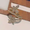 Klusterringar lyxiga eleganta Brasilien Inledande stapelbara ringar för kvinnor Bröllop 5A CZ Finger Justera Butterfly Ring Beach Jewelry J1973 G230228