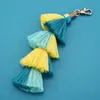 Keychains handgemaakte vrouwen kleurrijke boho pom tassel tas charme sleutelhanger mode joodse llaveros sleutelhanger accessoires voor meisjes miri22