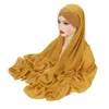 Halsdukar Instant Hijabs Chiffon Hijab Scarf med Cross Jersey Caps Bonnet Märkesdesign Muslim Scarf 230301