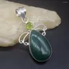 Pendant Necklaces Hermosa Jewelry Arrival Green Moss Agate Topaz Silver Color Charm Necklace For Women Gifts 20234660