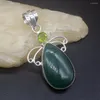 Pendentif Colliers Hermosa Bijoux Arrivée Vert Mousse Agate Topaze Argent Couleur Charme Collier Pour Femmes Cadeaux 20234660