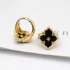 Cluster Rings Classic Circle Enamel Ring Enamel White Black Clover Rings for Women Gold Color Ring Female Wholesale Luxury Brand Jewelry G230228
