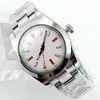 Zegarek na rękę 40 mm sterylne męskie zegarek srebrne obudowy szafirowe szklane białe wybieranie świetliste automatyczne automatyczne zegarki mechaniczne