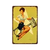 Sexy Girl Vintage Metal Tin Sign Plaque Pin Up Girls Beauty Retro Poster Vintage Poster Wall Decor for Home Bar Cafe Decor 30X20cm W03