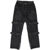 Men's Jeans Wide leg Cargo Pants Clothing High Street Retro Multi pockets Washed Old s Loose Casual Black 230301