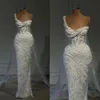 Glamorous Mermaid Wedding Dresses Art Deco-inspired Neck Pearls Sleeveless Flower Applicants Backless Floor Length Custom Made Plus Size Vestidos De Novia