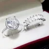 Cluster Rings Huitan Sparkling 2st Cubic Zirconia Rings Women New Trendy Double Stackable Set Rings Wedding Engagement Bands Eternity Jewelry G230228