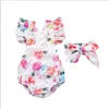 Девочки -дизайнерская одежда Baby Summer Floral Clothing Sets Kids Flowers Printed Dompers Костюма для повязки на голову костюмы для младенцев боди на головном уболе