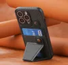 Padrão Padrão de couro PU Caixa Flip Stand Holder Wallet Back Phone Caro para iPhone 14 13 12 Pro Max Carber Fiber Kickstand Skin Tampa
