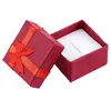 Smycken påsar 24 datorer ring örhänge Display presentförpackning Bowknot Square Case Red