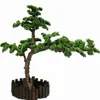 Dekorativa blommor konstgjorda blommorgröna växter gästhungande tall fast trä pseudopinträd för hem trädgårdsmöbler bonsai landskap