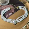 Orecchini pendenti 2023 Fashion Ladies Collana di perle grandi Gioielli da sposa di lusso Girocollo a tre strati con collo femminile