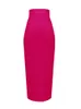 Mulheres Doce Cor Sexy Neon Verde Rosa Laranja Amarelo Midi Joelho Bandagem Saia Designer Lápis Faldas 78cm 230301