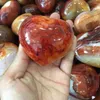 Decorative Figurines Big Size Natural Red Agate Crystal Heart Polished Carnelian Love Healing Mineral Gemstone Home Decor Madagascar