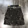 Dames rok mode herfst hoge taille riem multi -layer korte zware boren franing met cake a lijn 230301
