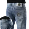 Jeans pour hommes printemps été mince Denim coupe ajustée marque européenne américaine haut de gamme petit pantalon droit XW2076-2