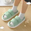 Pantoufles printemps femmes hommes dessin animé lin vers le bas semelle épaisse intérieur tongs doux anti-dérapant Couple maison sandales diapositives dames chaussures