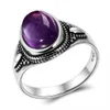 Rings S925 Sterling Silver Fine Jewelry Natural 8x10mm Amethyst Stone Rings Figuredized Rings for Women Wedding Jewelry Gift G230228