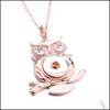 CAR DVR PENDANT NECKLACES NOOSA Snap Button Necklace Rose Gold Owl Star Crystal Chunks Simple Fit 18mm Button Jewelry Drop Delivery Pendants DHH5O