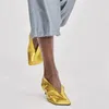 Women Women Sandálias de couro de salto alto quadrado de 70 mm de salto escorregadores de sapatos de pista sexy