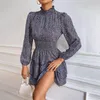 Casual Dresses Women Dress Sexig Deep Floral Printed Mini Party Lady Beach Causal Long Sleeve