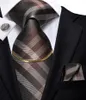 Bow Ties Hi-tie Brown Tapida Business Mens Tieb Jedwabny luksusowy łańcuch mody Hanky ​​Mankiety