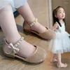 Flat Shoes Toddlers Girls Leather PU Patent Children Flats For Little Medium Kids Pink Party Wedding Performance Bow