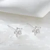 Stud 5 Petal Flower Earrings White Gold Stud Earring for Women 925 Sterling Silver Diamond Earring Gift Jewerly 230301