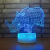 Lampes de table rhinocéros chevet atmosphère Led 3d coloré tactile petite lampe cadeau de noël pour bébé chambre lumières nuit