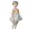 Flicka klänningar sommar baby flicka klänning med blommare barn kläder1-6 år blommor Spanien Girls kläder Vocation Holiday