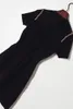 디자이너 럭셔리 여성 밀라노 런웨이 드레스 짧은 소매 목 니트 여자 우아한 섹시한 라인 슬림 짧은 클럽 파티 드레스 드레스 vestiods