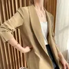 LongSleeved Suit Collar Jacket Temperament Highgrad Vinäger Acid Real Silk Satin Loose Simple Goddess Fan Top 230301