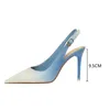 Dress Shoes Big size 3443 Gradient color Women Pumps Elegant Pointed toe Thin High heels Fashion Summer Slingbacks Female Party Prom ShoesL230227