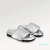 Pool Pillow Comfort Flat Slippers Empreinte Leather 3 Colors Black Silver White Classic Cool Slides Women Designer Mules