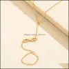 car dvr Link Chain Gold Color Plated Infinity Charms Finger Ring Link Bracelet For Women Gifts Friends Jewelry Wholesale Drop Delivery Brace Dhd3M