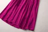 2023 Spring Purple Solid Kolor Sukienka Ruffle Stojak na stojak na stojak na panele Midi Casual Sukienki S3F280104 Plus Size xxl
