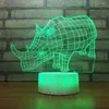 Lampes de table rhinocéros chevet atmosphère Led 3d coloré tactile petite lampe cadeau de noël pour bébé chambre lumières nuit