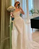 Sexy Romantic Bohemian Plus Size Mermaid Wedding Dresses Off Shoulder Sequined Backless Sweep Train Beach Boho Bridal Gowns Custom Made