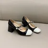 Kleid Schuhe Frühling Herbst Frauen Pumps Slip-On Echtes Leder Karree Sexy Perle Kette Dekor Mary Janes Mode