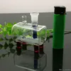 Raucherzubehör Mini-tragbarer Zigarettenkessel mit quadratischem Rohr Glasbongs Glaspfeife Wasserpfeifen Bohrinsel Glasschüsseln Ölbrenner