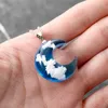 Pendant Necklaces Transparent Resin Ball Moon Necklace For Women 2023 Blue Sky White Cloud Chain Fashion Jewelry Girl Gift Party