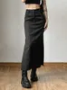 Goth Dark Grunge Casual Tag Split Donna Gonne midi Mall Punk gotico High Raise Slim Gonna lunga Y2k Moda sexy Streetwear 2023 230301