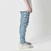 Jeans pour hommes Jeans Pantalons pour hommes Laver Couleur unie Multi Poches Denim Taille moyenne Cargo Jeans Plus Size Fahsion Pantalons décontractés Homme Vêtements quotidiens Z0301