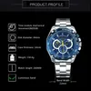 Wristwatches Forsining 2023 Blue Design Complete Calendar 3 Small Dial Fashion Stainless Steel Automatic Watches For Men Mechanical WatchWri