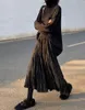 Outono inverno enrugado preto saia plissada mulheres estilo coreano casual cintura alta aline saias longas midi falda plisada 230301
