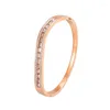 Bangle Fashion Geometric Crystal Curved Bracelet For Woman Love Wedding Gift Stainless Steel Jewelry Wholesale