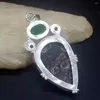 Pendant Necklaces Hermosa Jewelry Natural Ammonite Jasper Green Topaz Silver Color Charm Necklace For Women Gifts 20234771